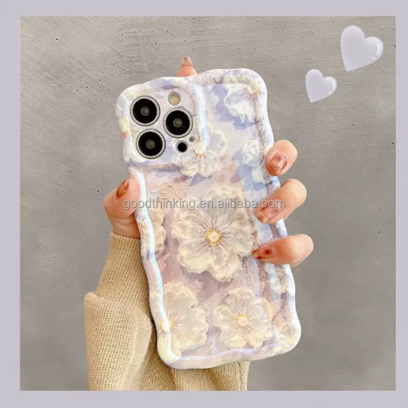 mobile phone protect case woman fashion flower oil painting design silicone soft cover cellphone accessories phone case