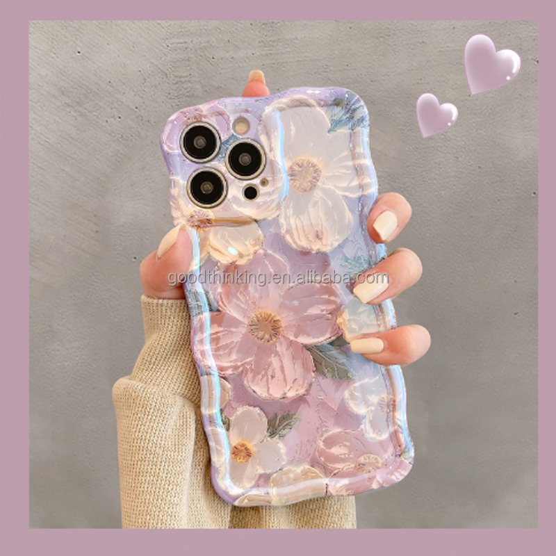 mobile phone protect case woman fashion flower oil painting design silicone soft cover cellphone accessories phone case