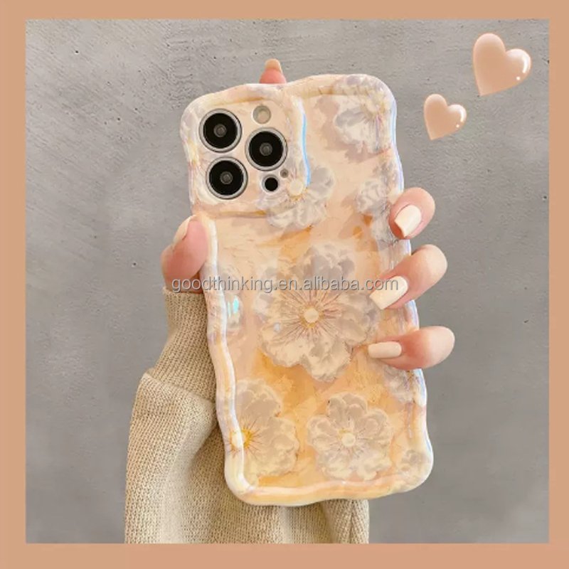 mobile phone protect case woman fashion flower oil painting design silicone soft cover cellphone accessories phone case