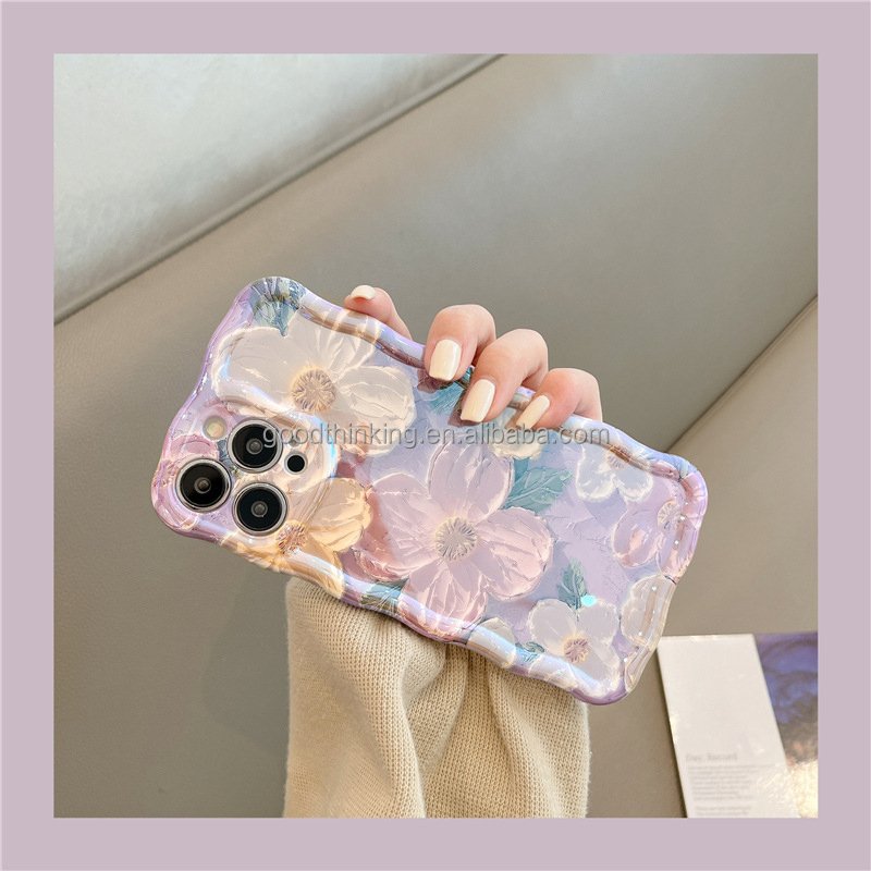 mobile phone protect case woman fashion flower oil painting design silicone soft cover cellphone accessories phone case