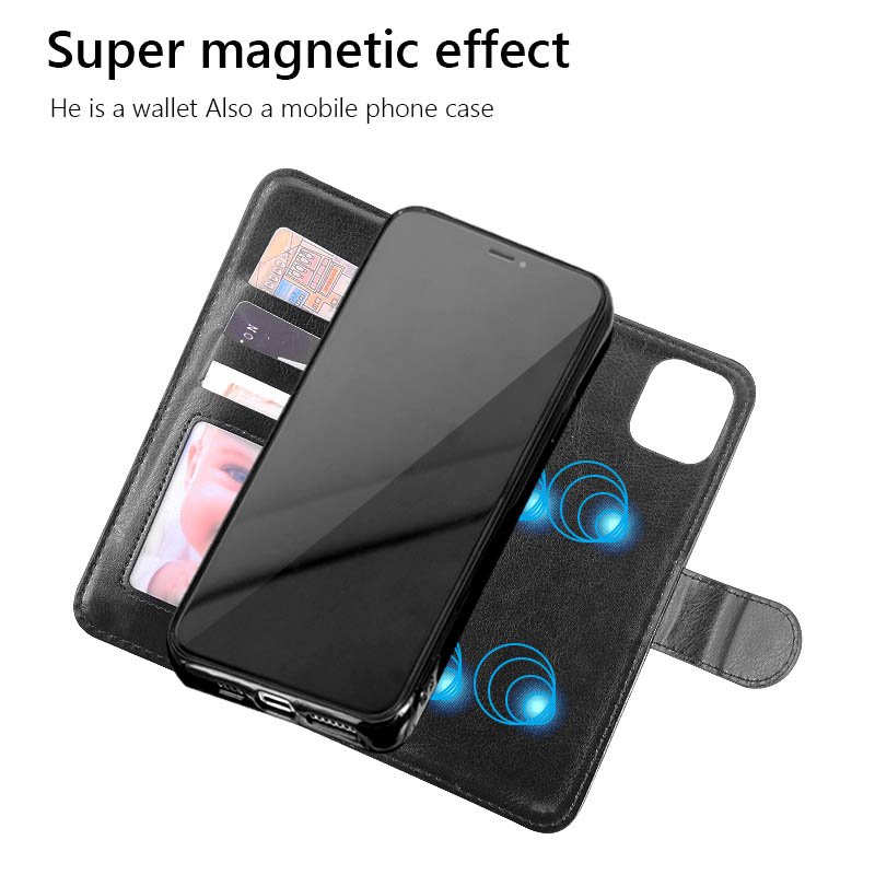 Wallet Phone Case PU Leather 2 in 1 Mobile Phone Case For iPhone 13 Pro Max Card Slots Holder Cover For Samsung S22 Ultra A52