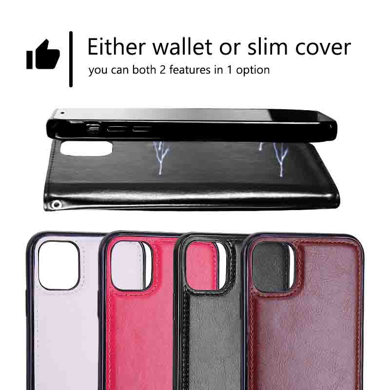 Wallet Phone Case PU Leather 2 in 1 Mobile Phone Case For iPhone 13 Pro Max Card Slots Holder Cover For Samsung S22 Ultra A52