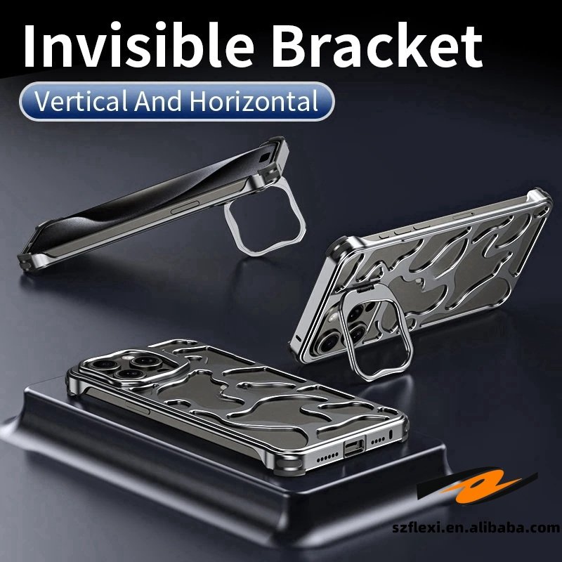 Metal Aluminum Removable Case With Camera Stand Heat Dissipation Armor Phone Shell For iPhone 15 14 13 ProMax Armor Cover