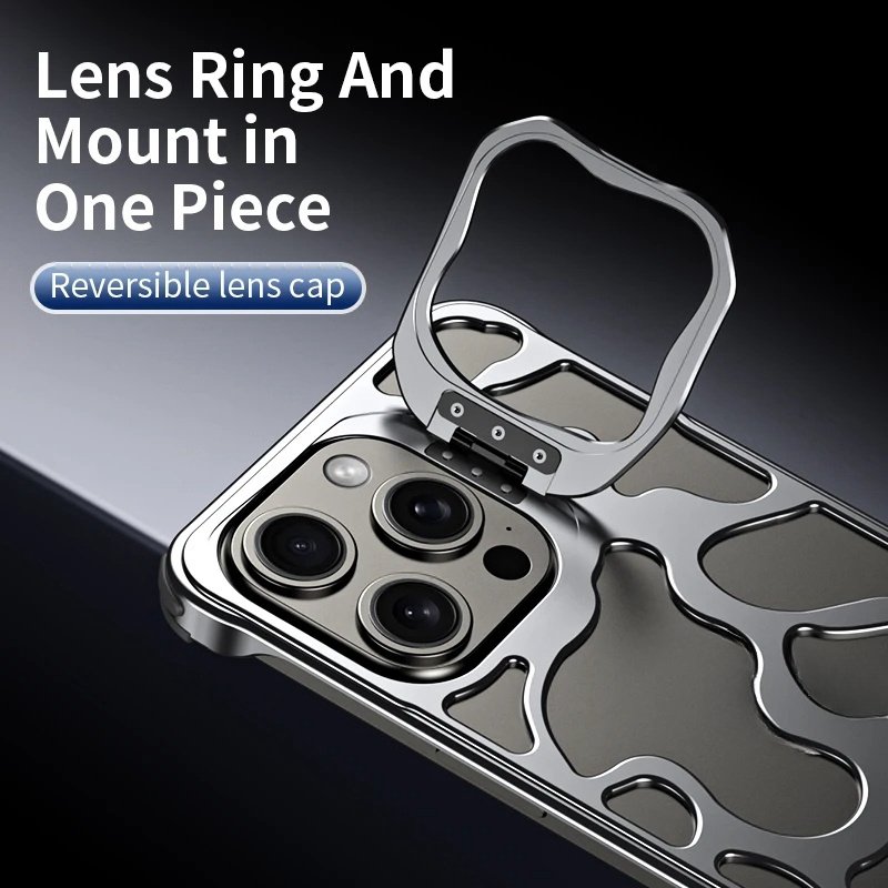Metal Aluminum Removable Case With Camera Stand Heat Dissipation Armor Phone Shell For iPhone 15 14 13 ProMax Armor Cover