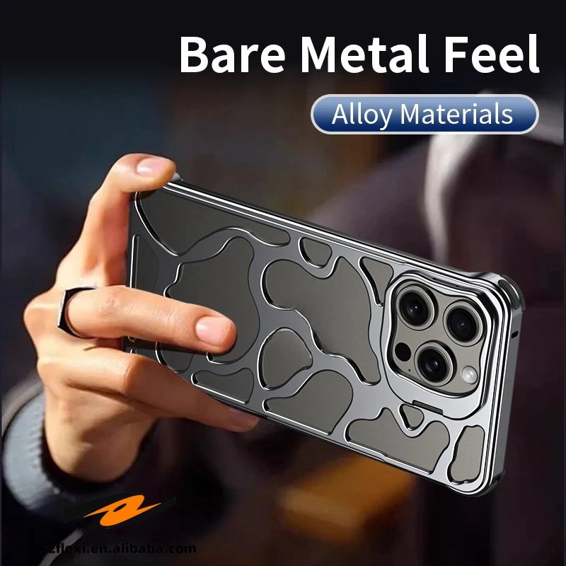Metal Aluminum Removable Case With Camera Stand Heat Dissipation Armor Phone Shell For iPhone 15 14 13 ProMax Armor Cover