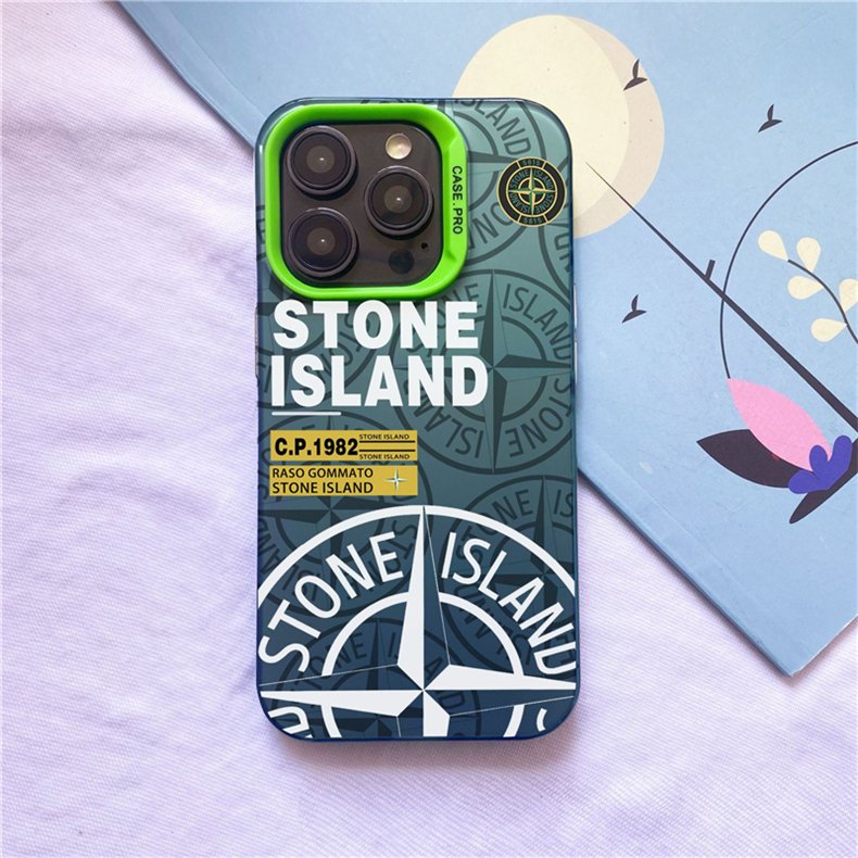 Fashion Colorful Stone Island IMD Phone Case for iPhone 16 15 14 Pro Max Stylish Personalized Trend PC Mobile Cover