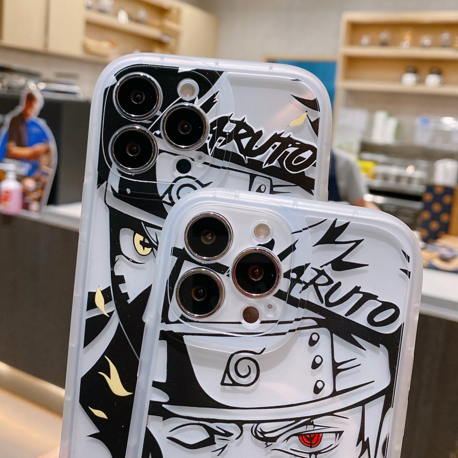 New Design Cartoon Naruto Kakashi Mustel Transparent Phone Case for iPhone 11 12 13 14 15 pro max anti-fall Phone Accessories