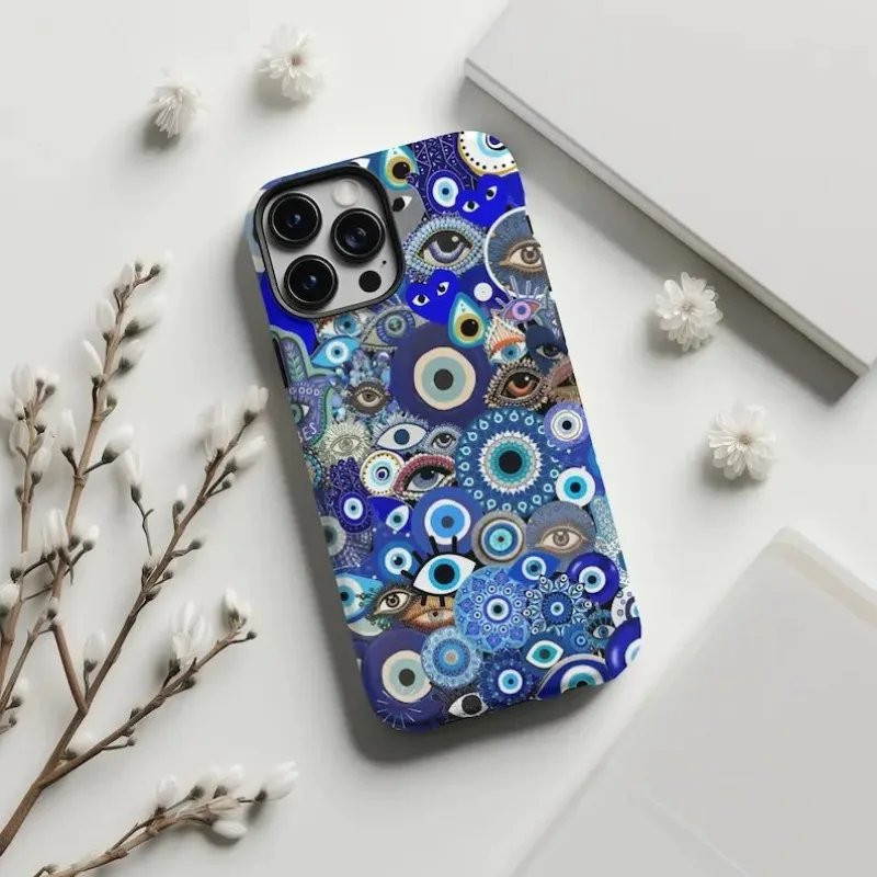Evil Eye Phone Case Phone Case For IPHONE 15PRO MAX 14 13 12 11 PRO Plus 15pro Acrylic TPU Two in one Mobile Phone Cases