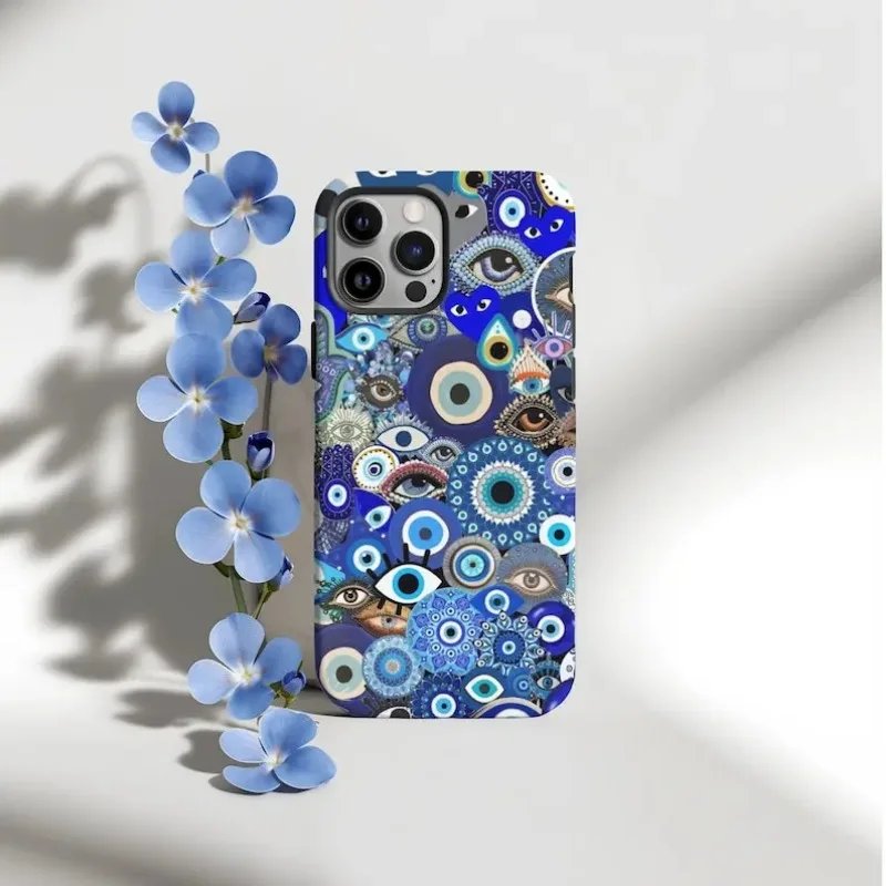 Evil Eye Phone Case Phone Case For IPHONE 15PRO MAX 14 13 12 11 PRO Plus 15pro Acrylic TPU Two in one Mobile Phone Cases