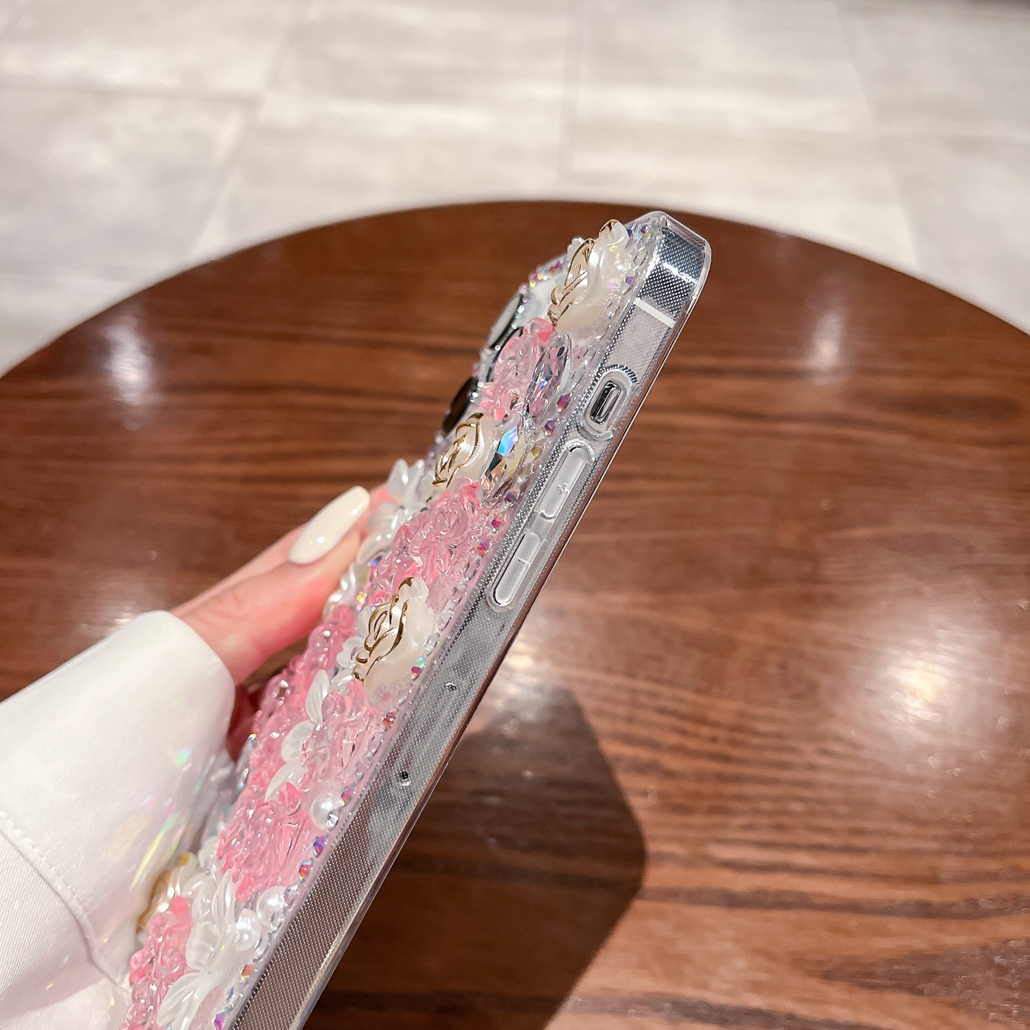 Bling Flower Diamond TPU Mobile Phone Case For iPhone 15 14 13 12 11 Pro max Fashion clear Rose Luxury Shockproof Back Cover