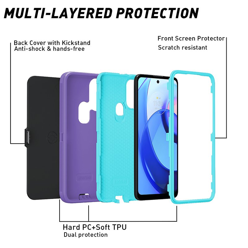 Defender Case 3 in 1 Hard PC+Soft TPU Phone Case Shockproof Screen Protector Phone Case For Moto E30 E40