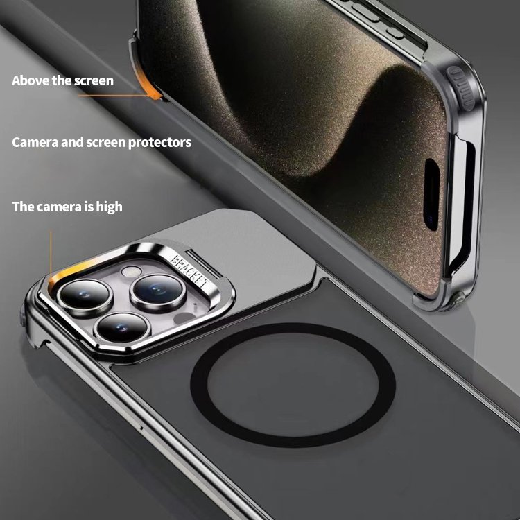 Titanium Alloy Metal Phone Case For iPhone 14 Y 13 Pro Max 12 Pro Lens Holder Magnetic Phone Case For iPhone 15 16 Pro Max
