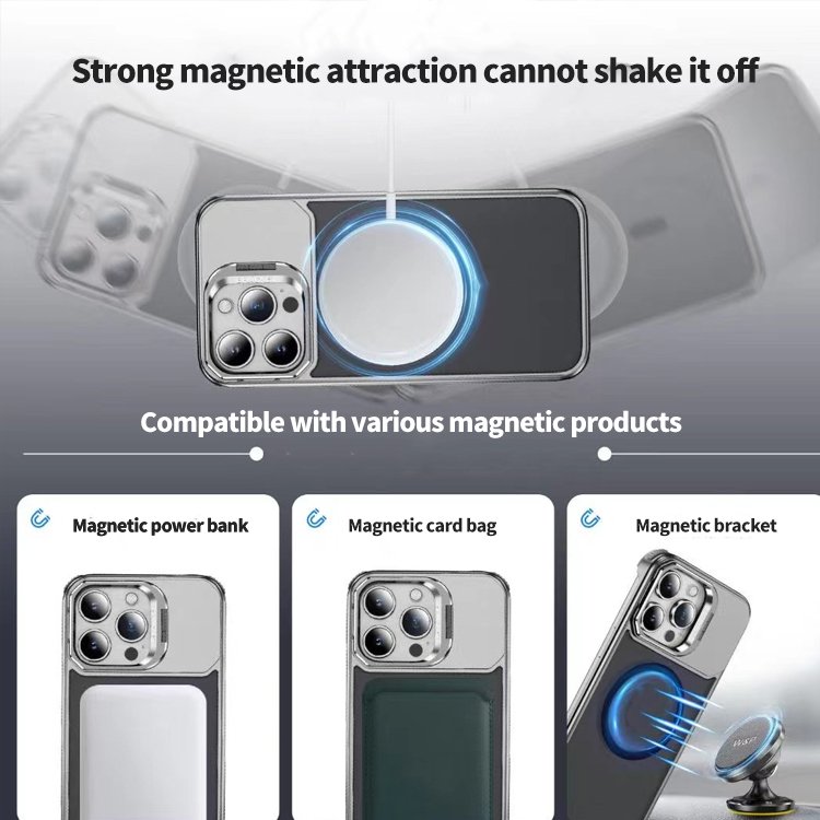 Titanium Alloy Metal Phone Case For iPhone 14 Y 13 Pro Max 12 Pro Lens Holder Magnetic Phone Case For iPhone 15 16 Pro Max