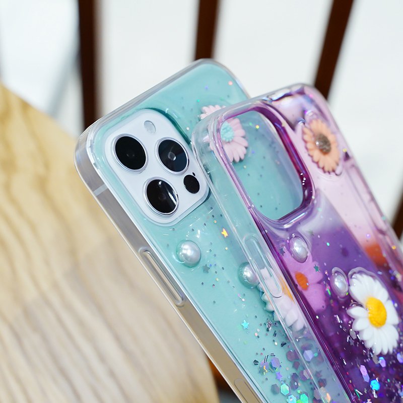 Luxury Case Bling For iPhone 12 Pro Max 3D Flower Phone Case Fundas For iPhone 11 Pro XS Max XR 8 P Glitter Case
