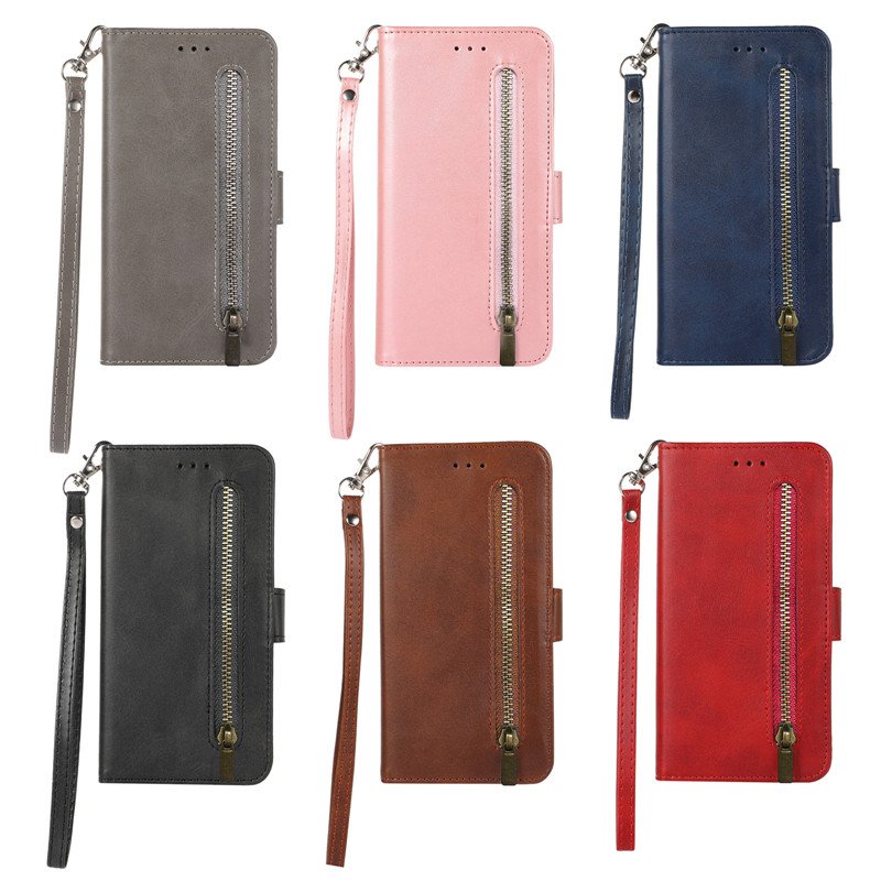 Flip Cover Leather Phone Case For Samsung Galaxy S24 S23 Ultra S22 Plus S21 FE 5G Phone Bags With Zipper Kickstand