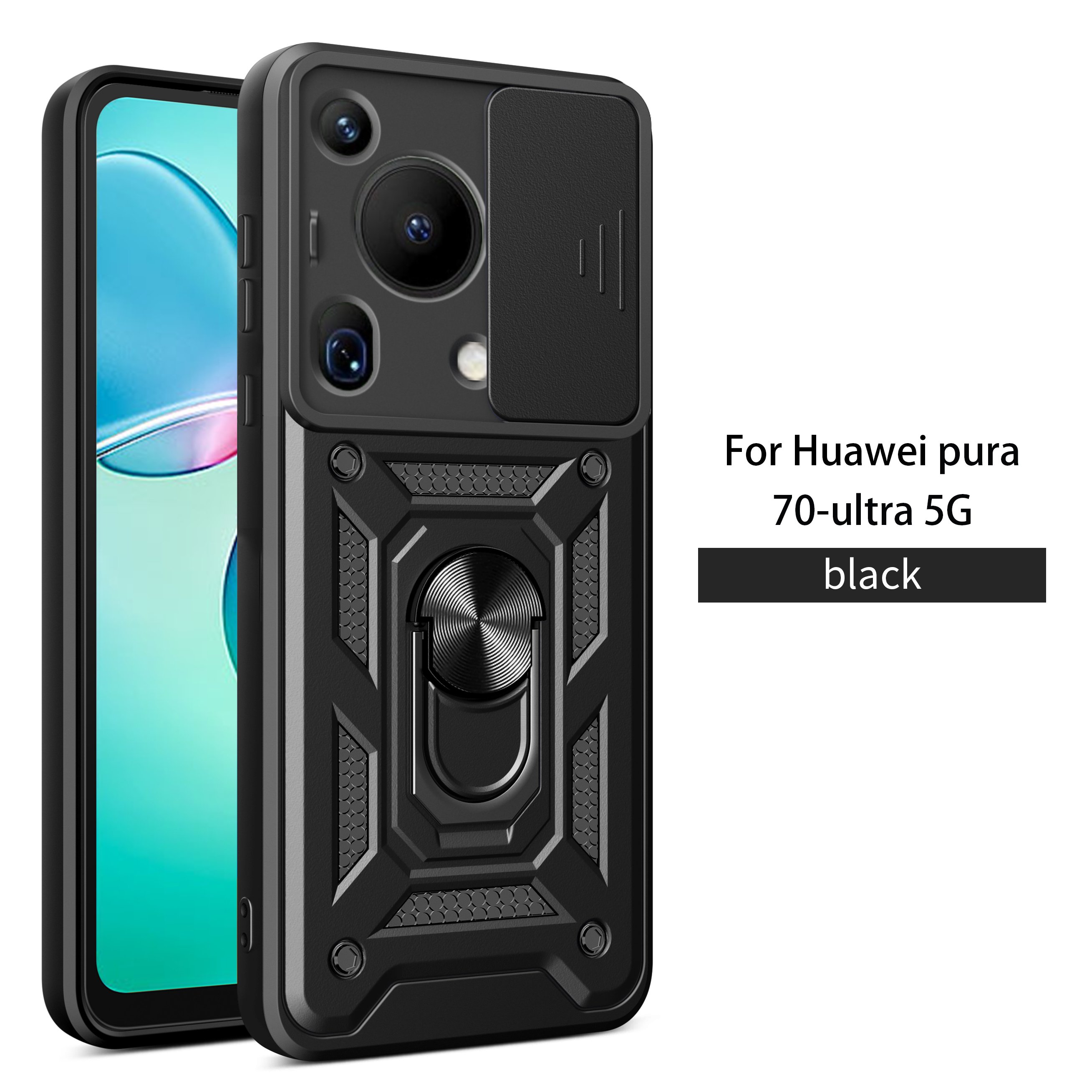 Sliding Lens Protector Mobile Phone Cases For Huawei Pura 70 Ultra 5G 70 Pro + 5G TPU Hybrid Shockproof Camera Cover Kickstand