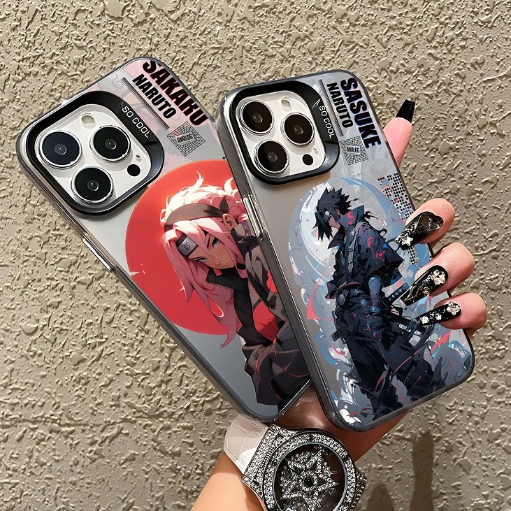 Hot Fashion Japanese Cartoon Anime kakashi Sasuke Acrylic IMD Phone Case for iphone 12 15 14 13 Pro max Hard Mobile Back Cover
