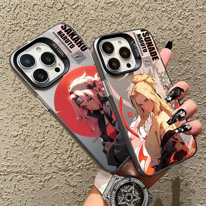 Hot Fashion Japanese Cartoon Anime kakashi Sasuke Acrylic IMD Phone Case for iphone 12 15 14 13 Pro max Hard Mobile Back Cover