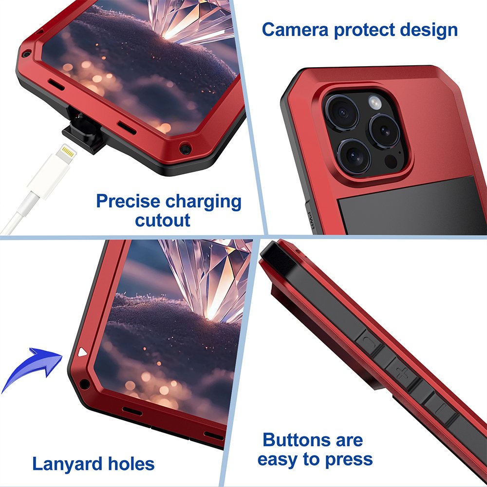 TENCHEN mobile phone case metal full body protection waterproof case for iPhone 16 pro max