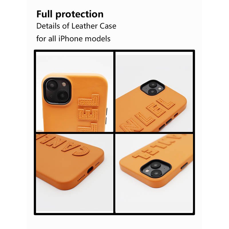 Customized fashion Nappa leather phone case die cut patch logo cover mobile phone case for iphone 15 14 13 12pro max