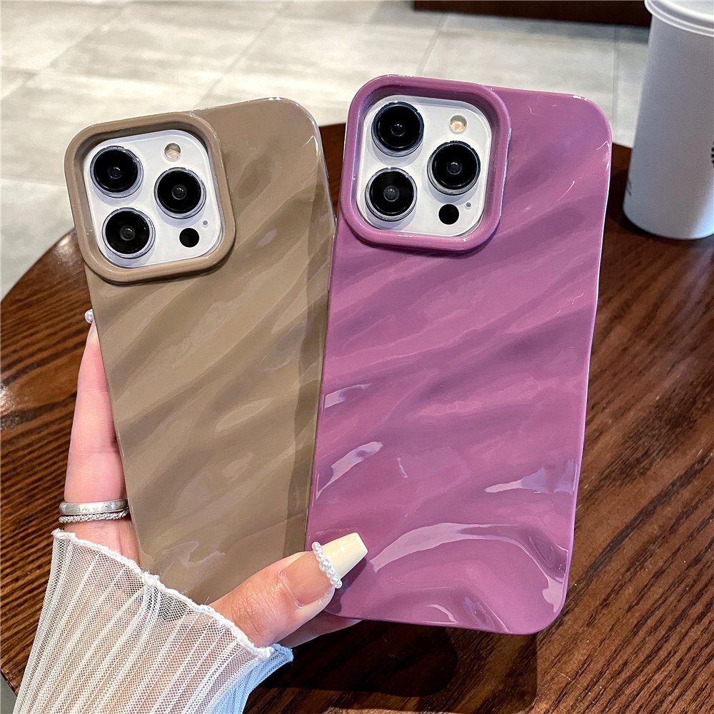 For iphone 16 case Luxury Curly 3D Wavy Pattern Candy Color Phone Case For iPhone 16 15 Pro Max Soft Shockproof Cover