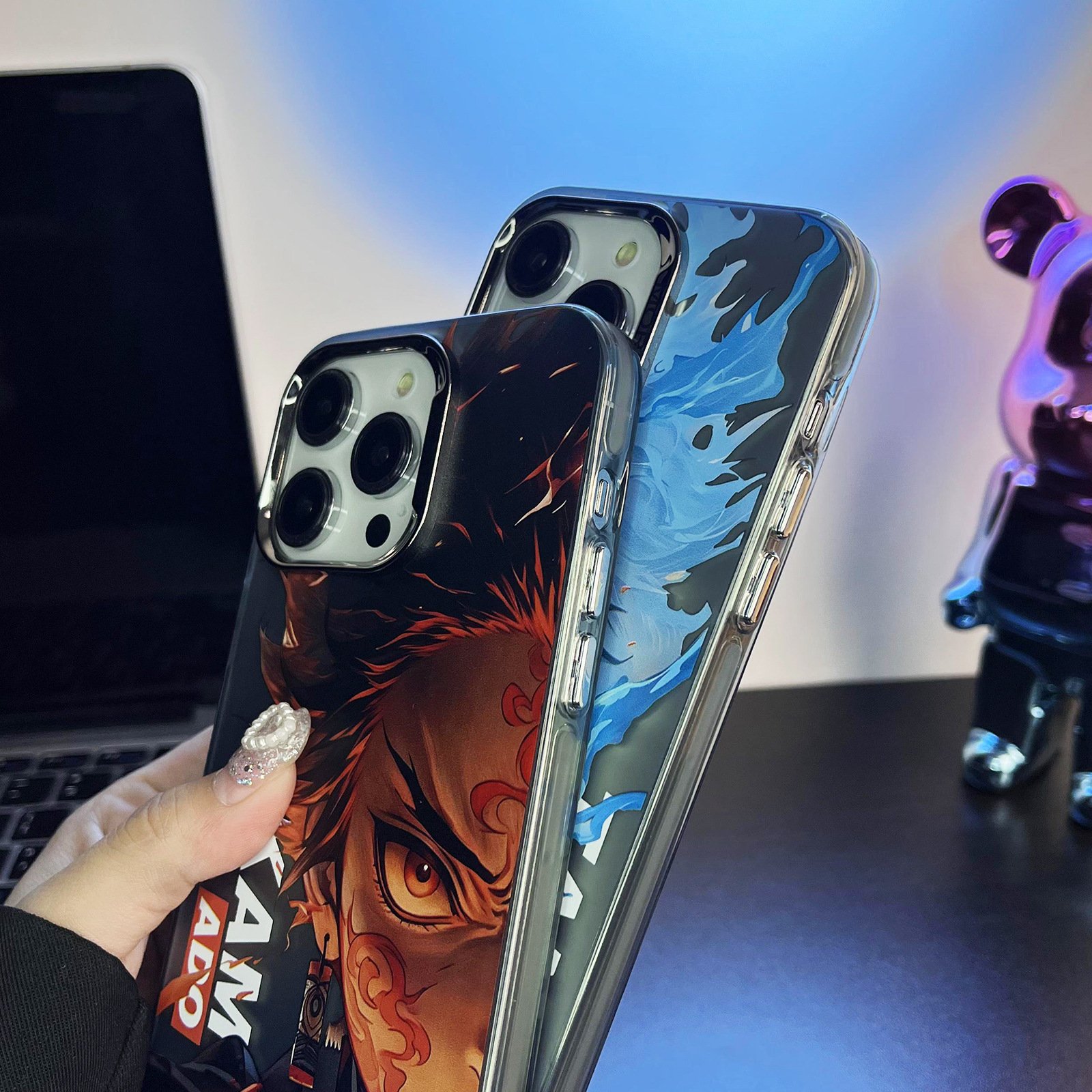 Cartoon Anime One Piece Luffy Zoro Laser IMD Mobile Phone Case for iphone 14 13 12 11 promax Kakashi Saiyan shockproof Cover