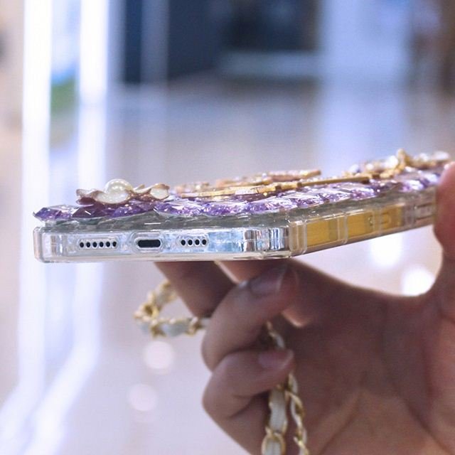 Fancy Bling Perfume Bottle Diamond Cell Phone Case Back Cover with Hand Strap for iPhone 14 13 12 11 Pro Max XR XS 8 7 Plus