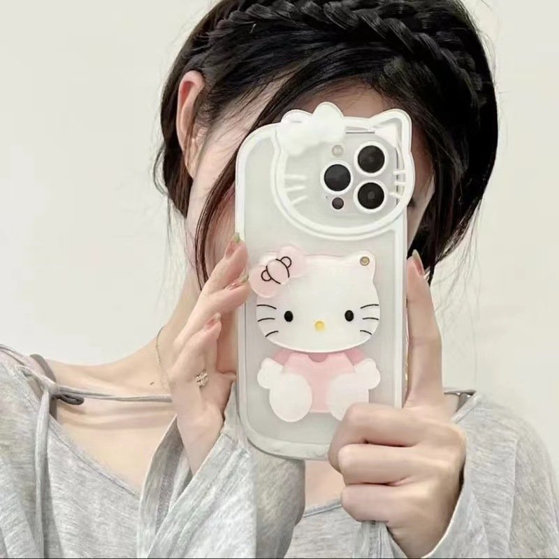 Girls Makeup Kittycat Mirror phone case for iPhone 13 14 pro max HelloKitty phone case