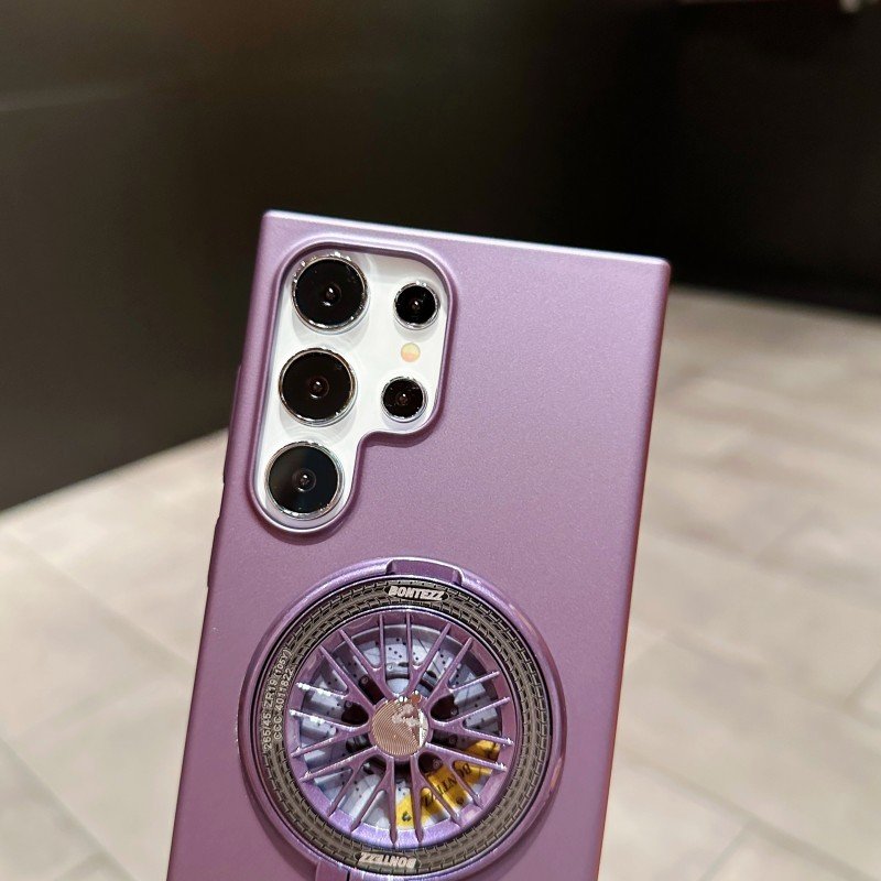 2024 Large Window magnetic Rotary gyroscope stand phone case for Samsung S23 plus S24 Ultra
