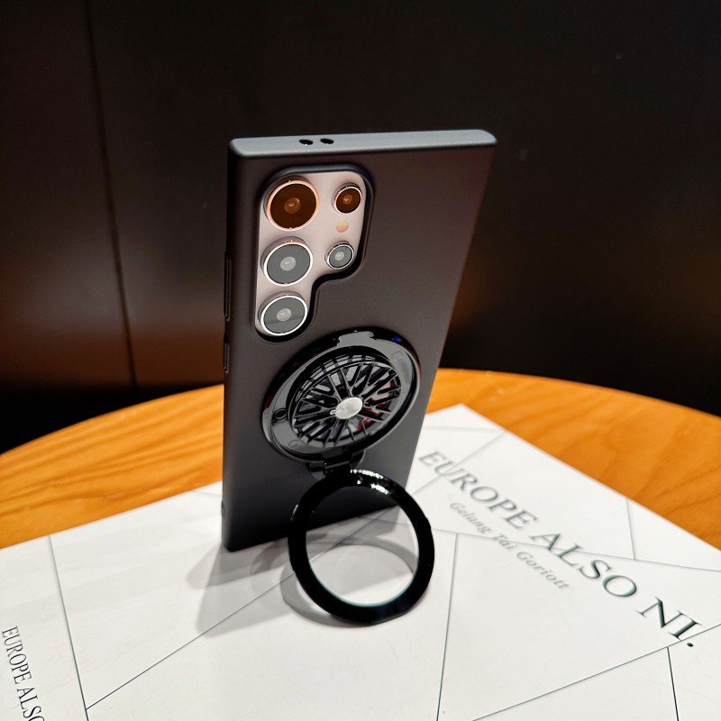 2024 Large Window magnetic Rotary gyroscope stand phone case for Samsung S23 plus S24 Ultra