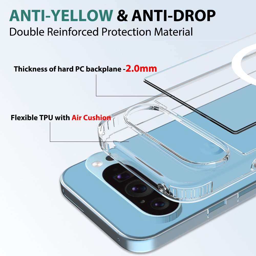 Bulk Wholesale Magnetic Clear Shockproof Mobile Phone Case for Google Pixel 9 Pro