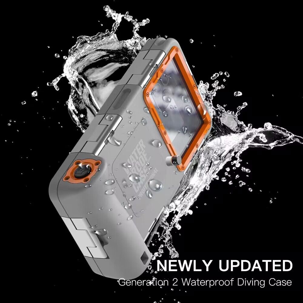 Factory wholesale 15 meters snorkeling swimming photography gray orange color professional diving waterproof mobile Phone Case
