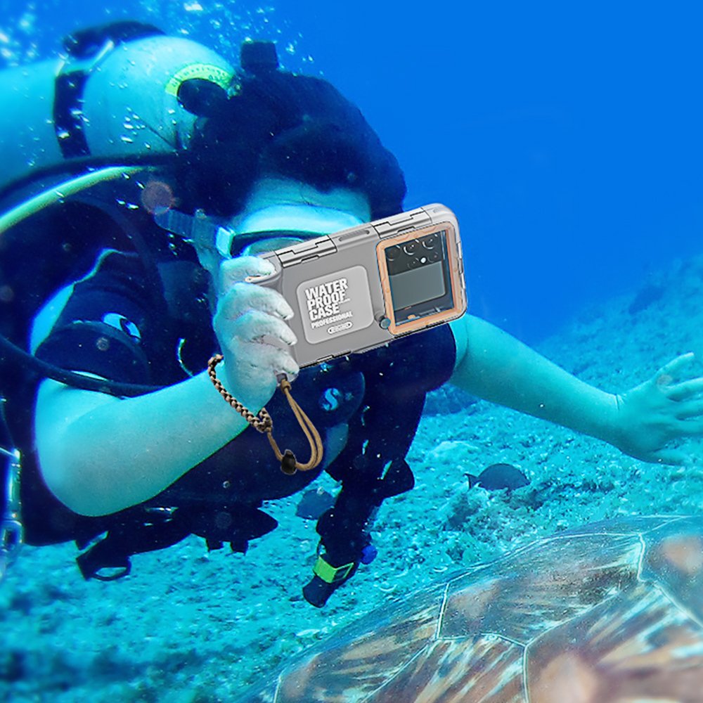 Factory wholesale 15 meters snorkeling swimming photography gray orange color professional diving waterproof mobile Phone Case