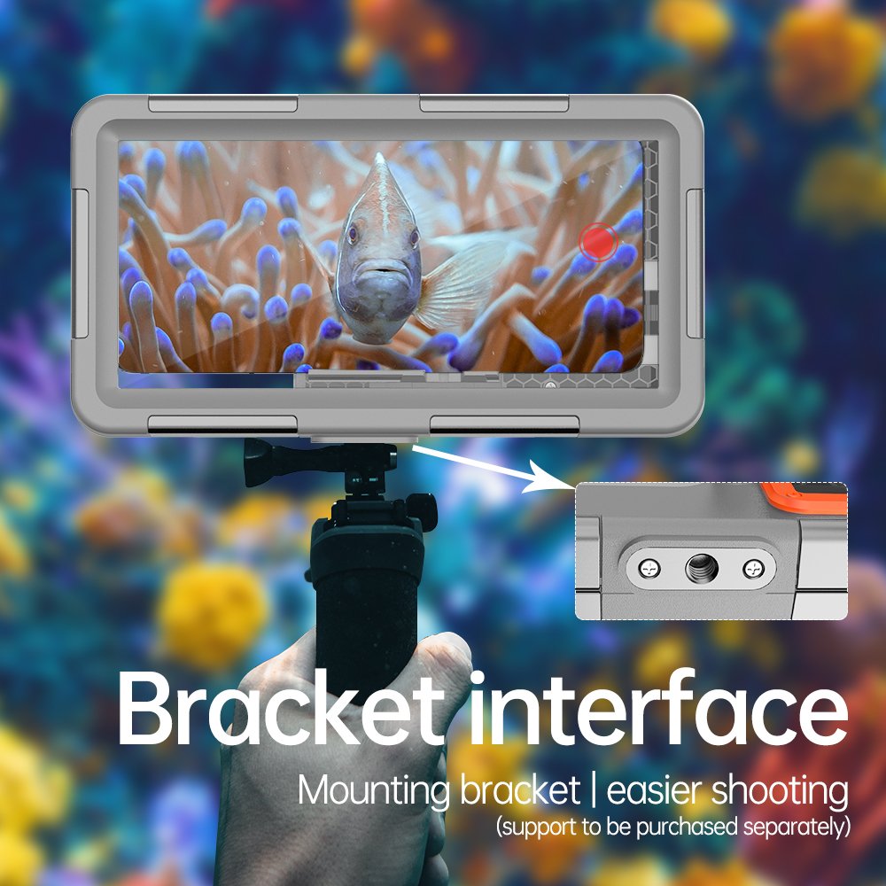 Factory wholesale 15 meters snorkeling swimming photography gray orange color professional diving waterproof mobile Phone Case