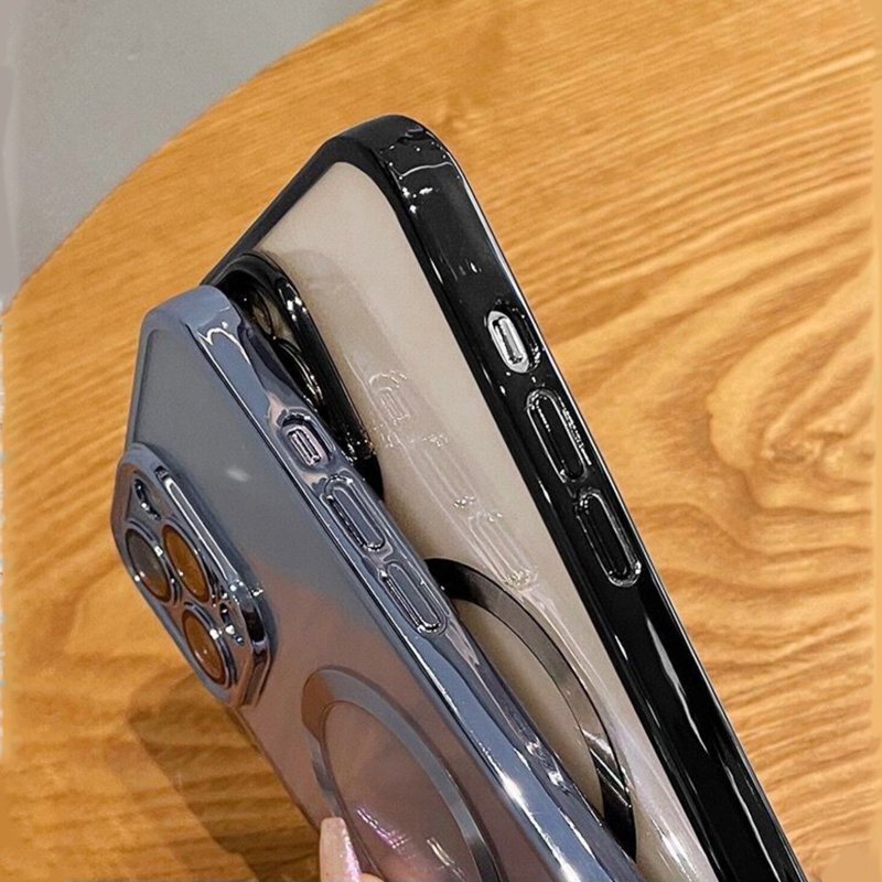 New Case for iPhone 16 Plating Clear Magnetic Wireless Charging Mobile Phone Case for iPhone 16 15 14 Pro Max 16 Plus Cover