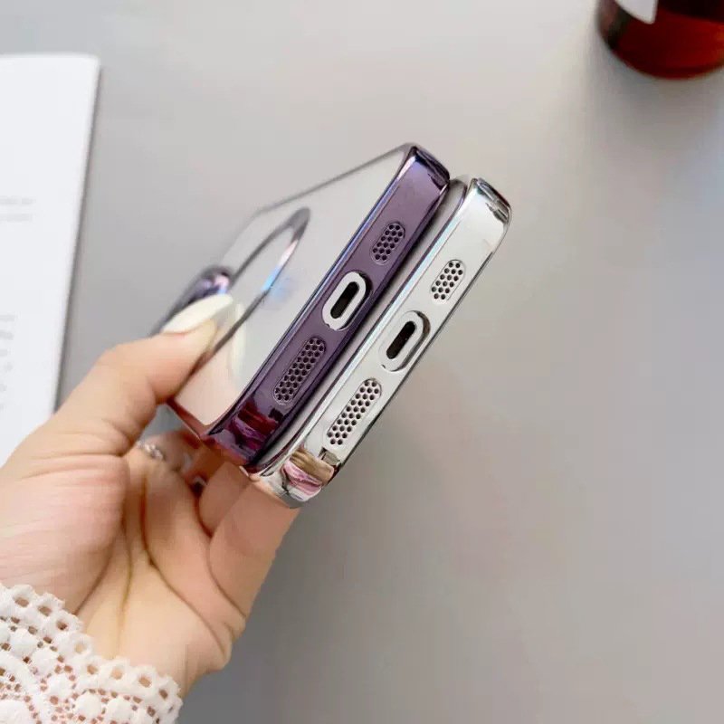 New Case for iPhone 16 Plating Clear Magnetic Wireless Charging Mobile Phone Case for iPhone 16 15 14 Pro Max 16 Plus Cover