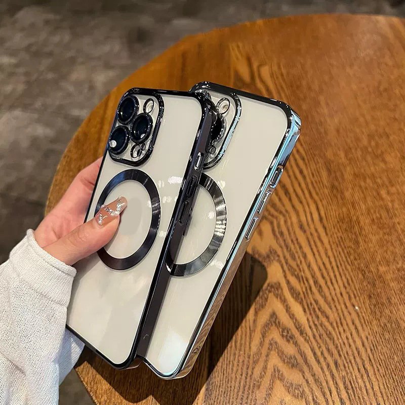 New Case for iPhone 16 Plating Clear Magnetic Wireless Charging Mobile Phone Case for iPhone 16 15 14 Pro Max 16 Plus Cover