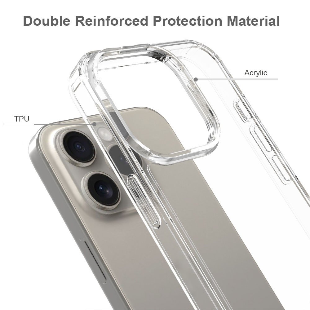 Hot Selling Shockproof Anti Scratch Clear Phone Cases For iPhone 15 Pro Transparent crystal Hard Acrylic TPU Case