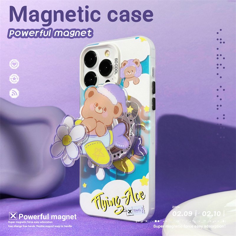 Magnetic Cute Mobile Phone Case Magnet Phone Holder Grip Stand Set For iPhone 15 14 13 12 11 XS XR 78 Plus Custom Design
