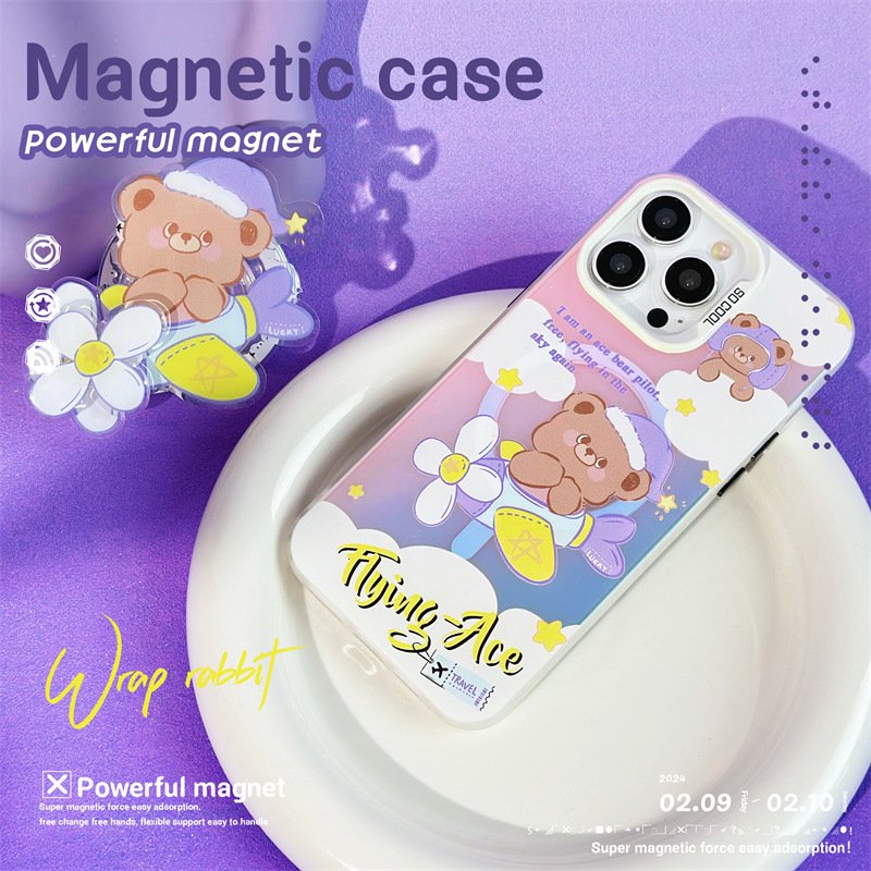 Magnetic Cute Mobile Phone Case Magnet Phone Holder Grip Stand Set For iPhone 15 14 13 12 11 XS XR 78 Plus Custom Design