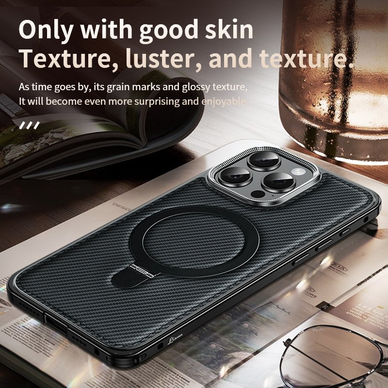 Luxury Business Design Metal Lock Carbon Fiber Shockproof Cover For Apple iPhone 13 14 15 16 Pro Max Mobile Phone Accessory Case