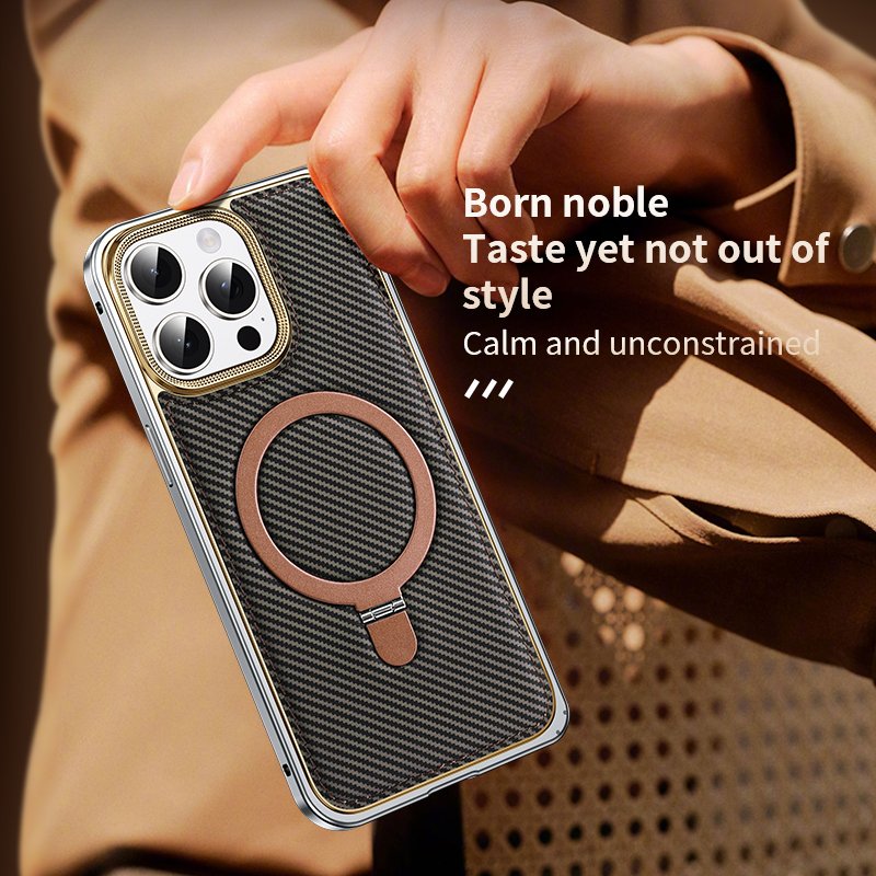 Luxury Business Design Metal Lock Carbon Fiber Shockproof Cover For Apple iPhone 13 14 15 16 Pro Max Mobile Phone Accessory Case