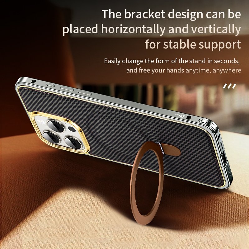 Luxury Business Design Metal Lock Carbon Fiber Shockproof Cover For Apple iPhone 13 14 15 16 Pro Max Mobile Phone Accessory Case