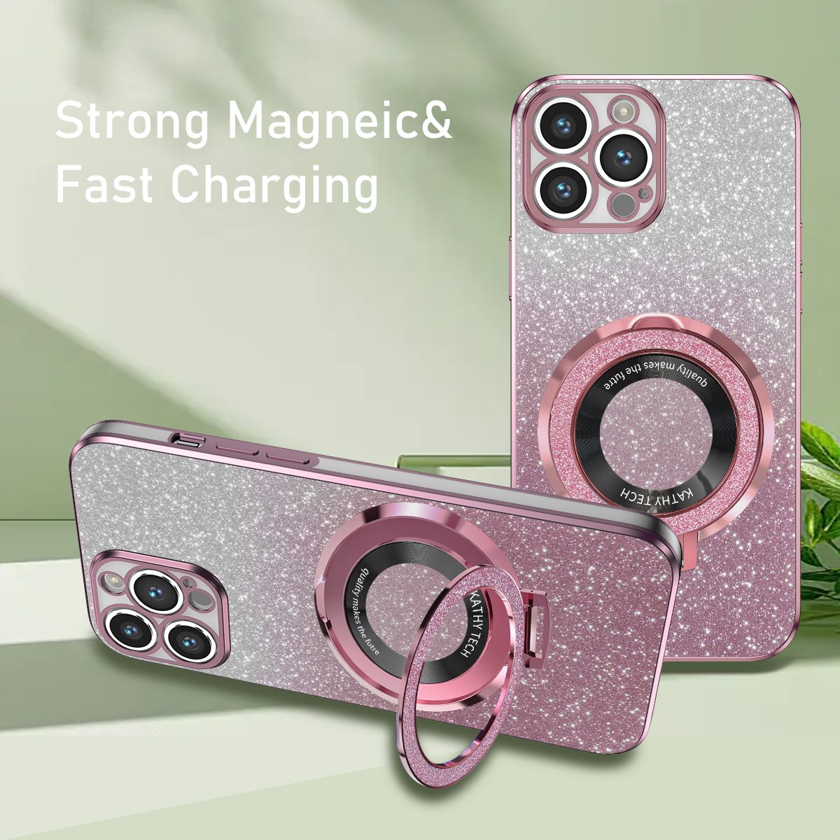 Magnetic Ring For iPhone 15 12 14 Pro max Retractable holder Mobile Phone case for Wireless or charging Magnetic wallet