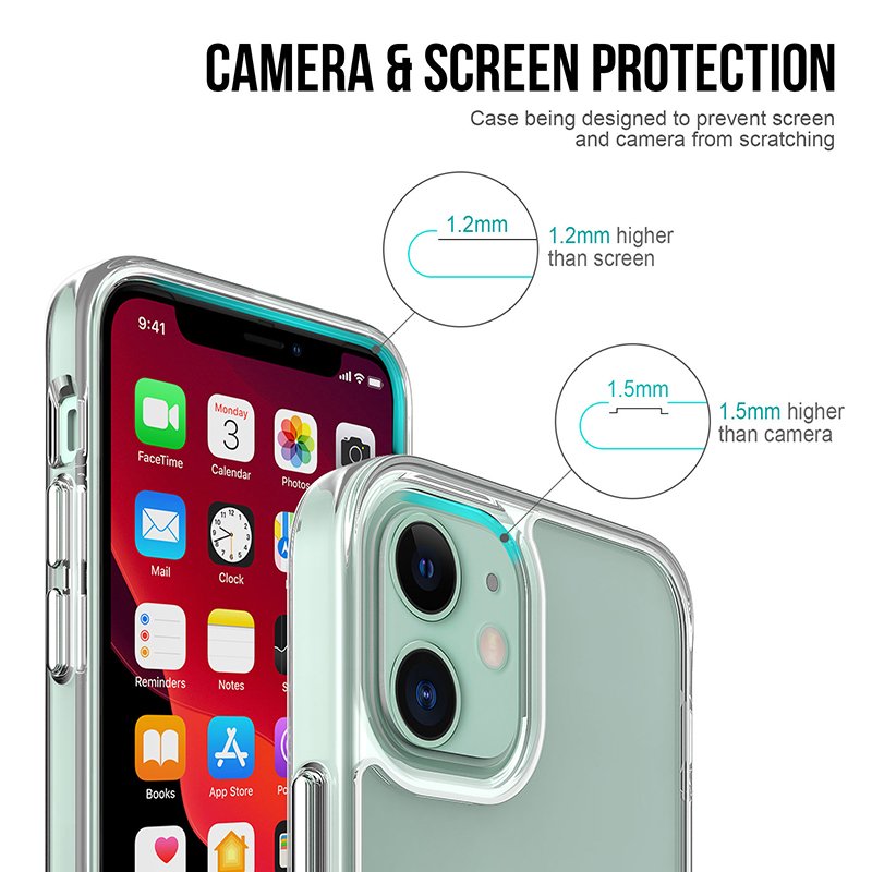 Custom 3D printed shockproof Clear TPU PC phone case with independent buttons for iPhone 13 14 15