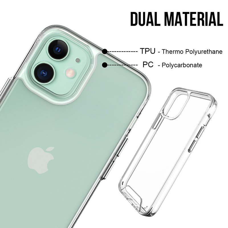 Custom 3D printed shockproof Clear TPU PC phone case with independent buttons for iPhone 13 14 15