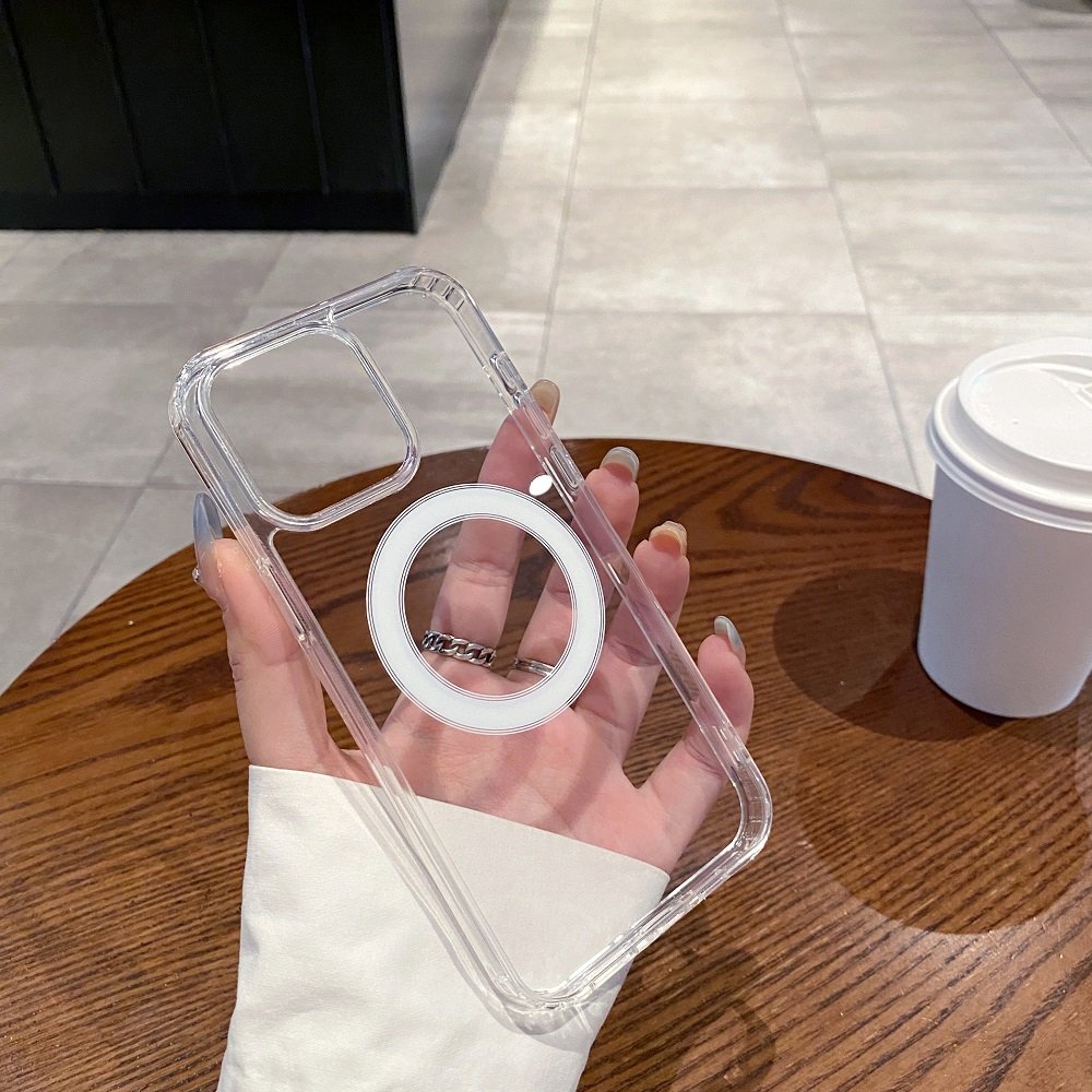 Acrylic clear phone case for iPhone 16 15 14 13 12 11 magnetic wireless charge transparent phone accessories for iPhone 16 pro