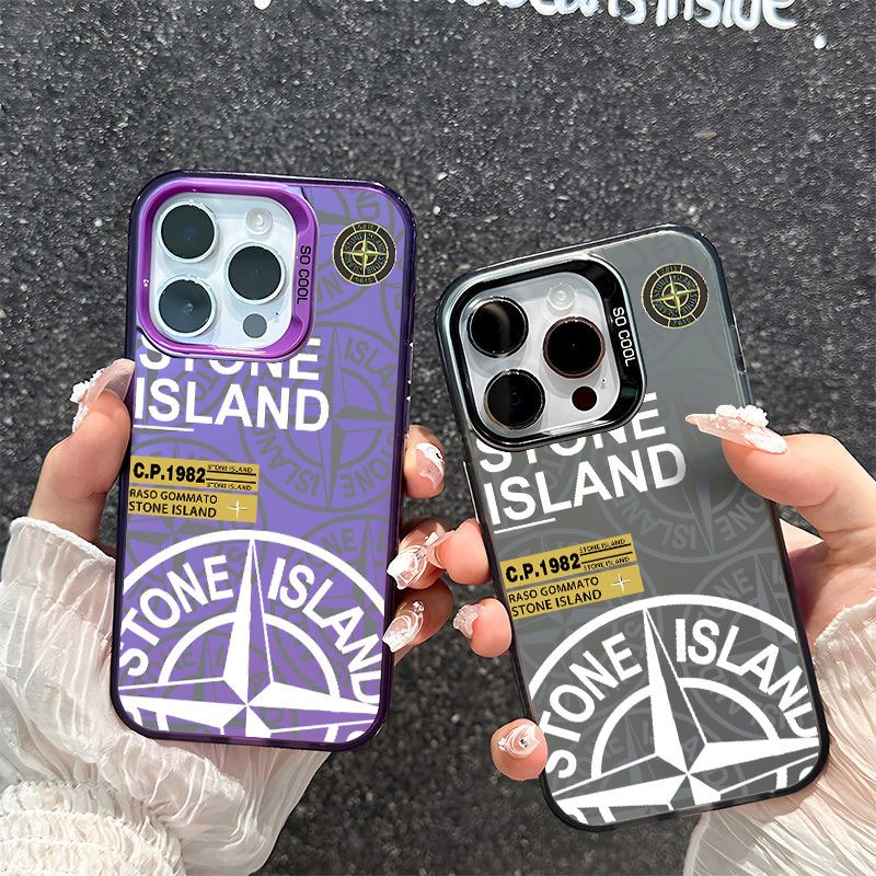 stone island pc hard new design mobile phone cases for iphone 15 14 13 12 pro max for iphone 15 plus cover case pink