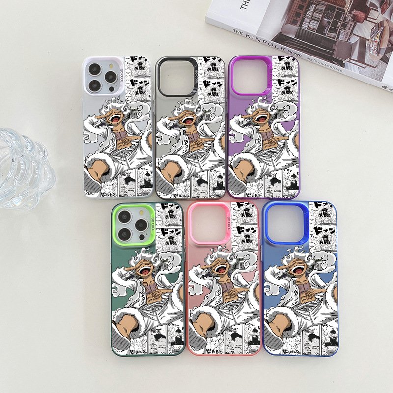 New Anime One Piece Luffy Zoro Color Silver Phone Case for iPhone 11 12 13 14 15 promax Frosted Cartoon Phone Accessories