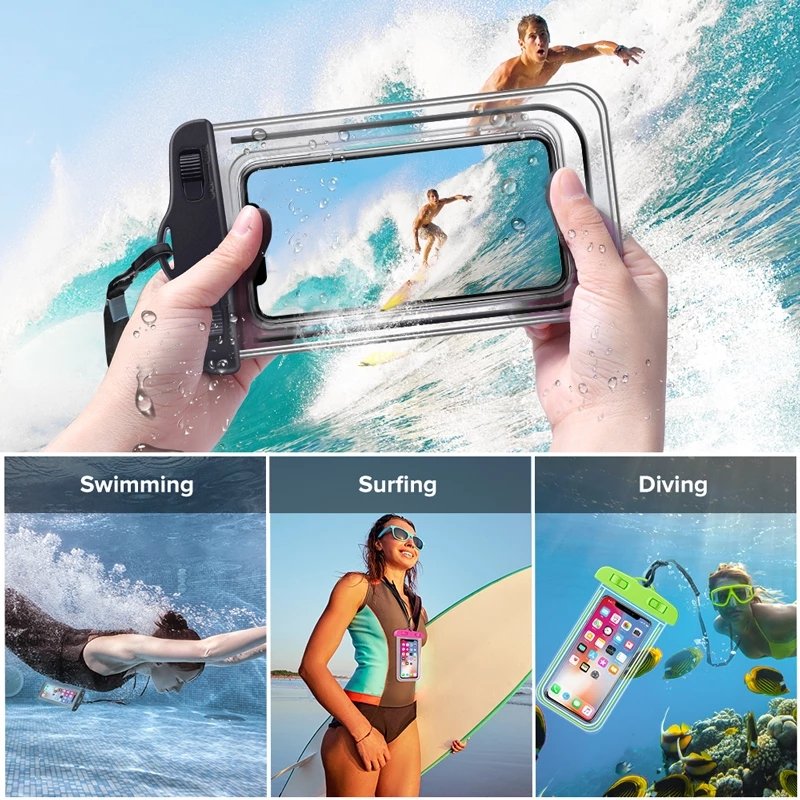 Waterproof Phone Pouch/Case Floating Waterproof Cell Phone Pouch Universal TPU Clear Water Proof Dry Beach Bag for Phone